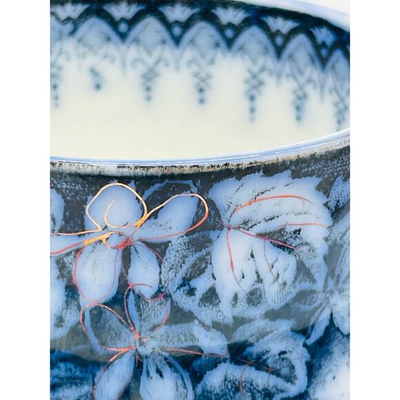 Antique Cup & Saucer Violette Blue Flow Eglantine, Keller & Guerin, France c1890 - Picture 4 of 7